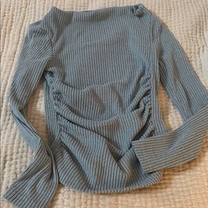 SHEIN Ribbed Cowl Neck Sweater in Blue